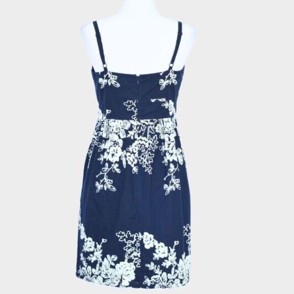J.CREW Women's Navy Blue Ivory Mirabel Lawn Embroidered Floral Mini Dress Size 6 - Picture 3 of 9